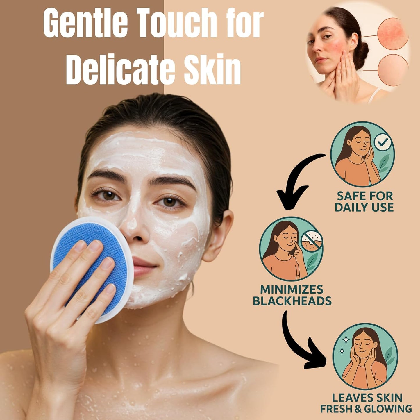 Exfoliating Glove Set (Original) – 3 Pieces Moroccan Hammam Scrub Mitts for Face, Body & Back – Deep Skin Cleansing & Dead Skin Removal – Reusable Spa Exfoliator – Assorted Colors (TURQOUISE)