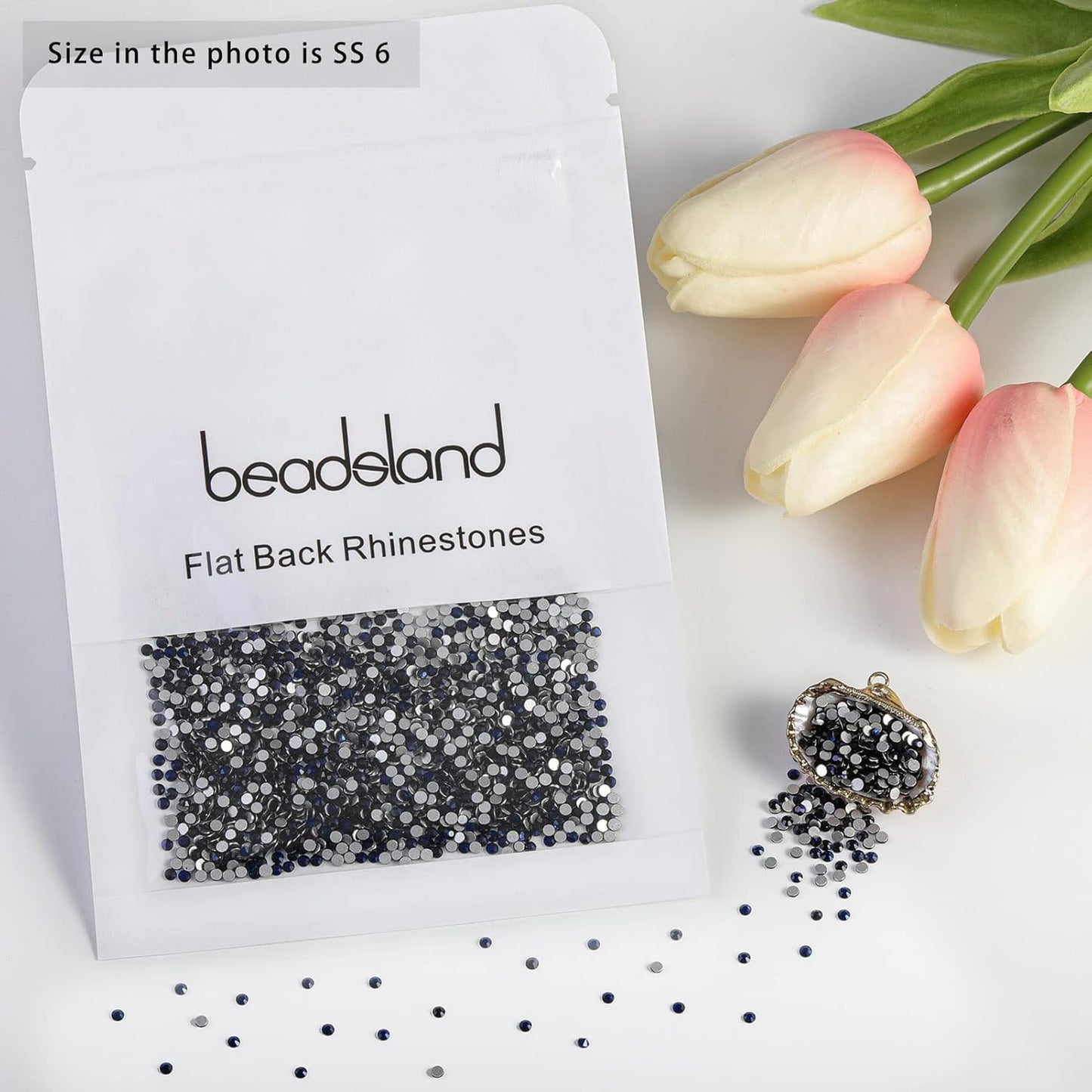 beadsland Flat Back Crystal Rhinestones Round Gems for Nail Art and Craft Glue Fix,Montana, (1.9-2.0mm) SS6/1440pcs