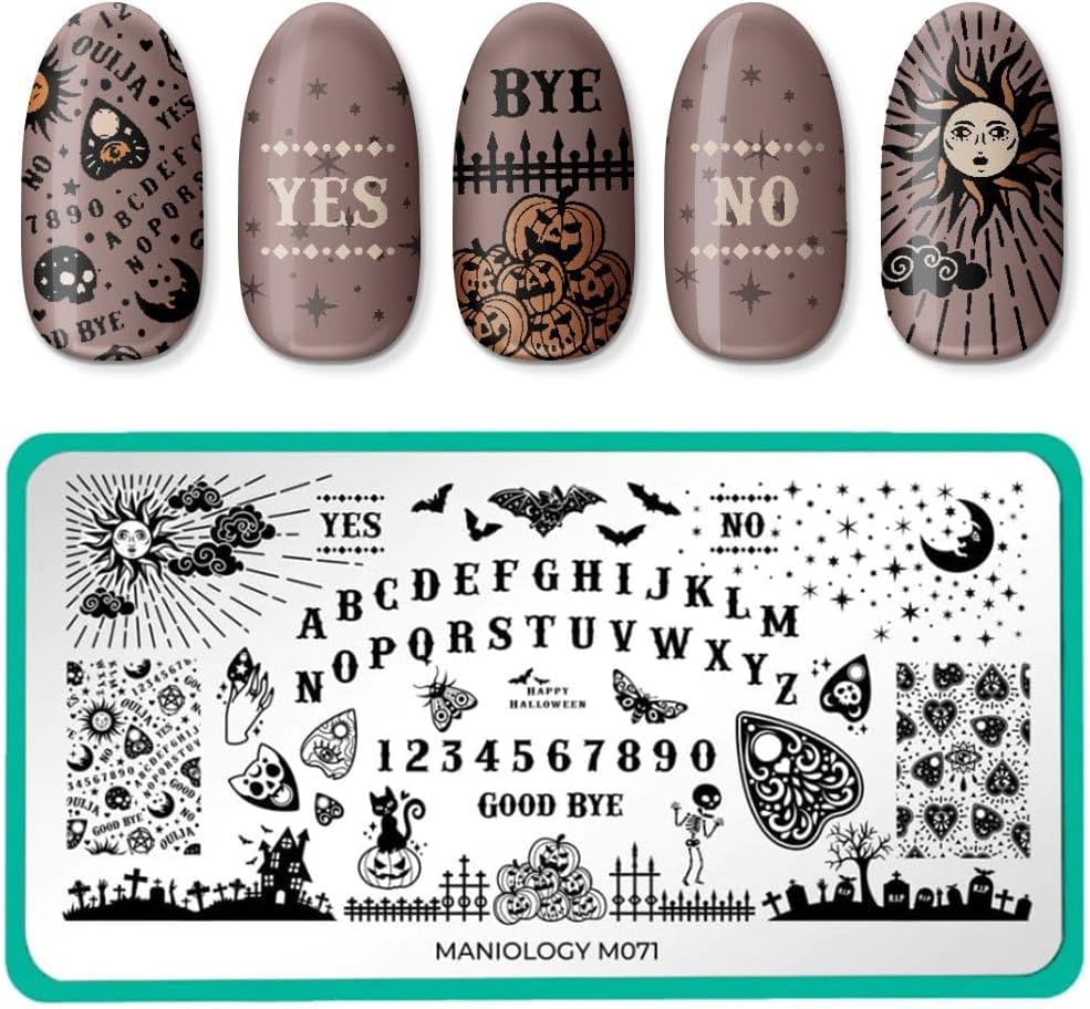 Maniology Sorcery and Spells Nail Stamping Plate Set, Halloween Plates Bundle, Sorcery Wizards Spirit Speaks Ouija Board Tarot Cards Manicure