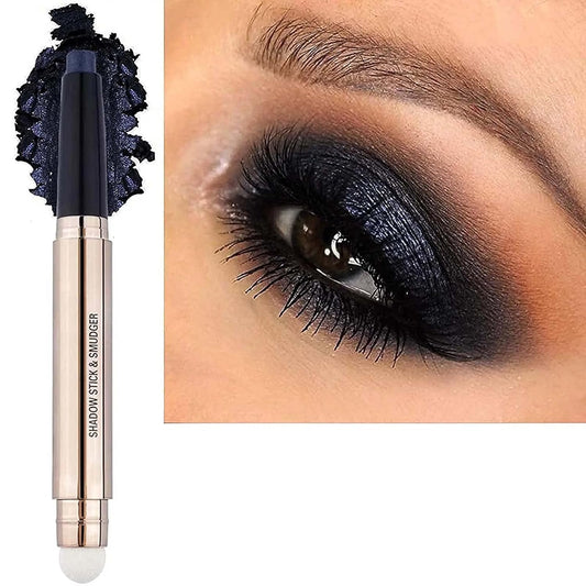 Black Eyeshadow Stick, Cream Smooth Shimmer Single Eyeshadow Pencil, Hypoallergenic Waterproof Long Lasting Eye Shadow Highlighter Stick, Blue Eye Primer Liquid eyeshadow Eye Liner(Black Shimmer #12)