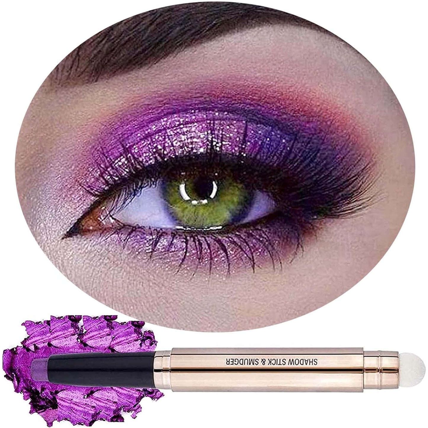 Purple Eyeshadow Stick for Eye Makeup, Cream Smooth Shimmer Glitter Eyeshadow Pencil, Hypoallergenic Waterproof Long Lasting Eye Shadow Highlighter Stick (Purple shimmer 08#)