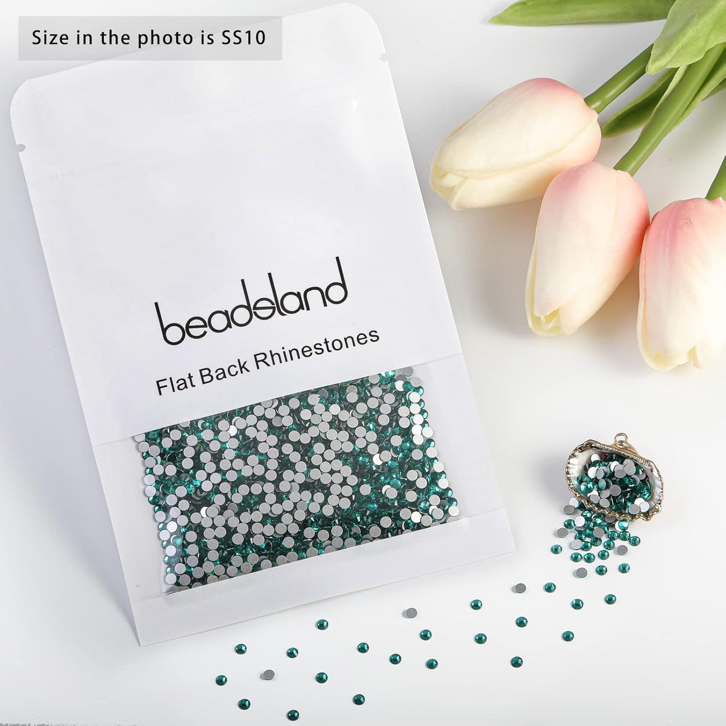 beadsland Flat Back Crystal Rhinestones Round Gems, Blue Zircon (2.7-2.8mm) SS10/1440pcs