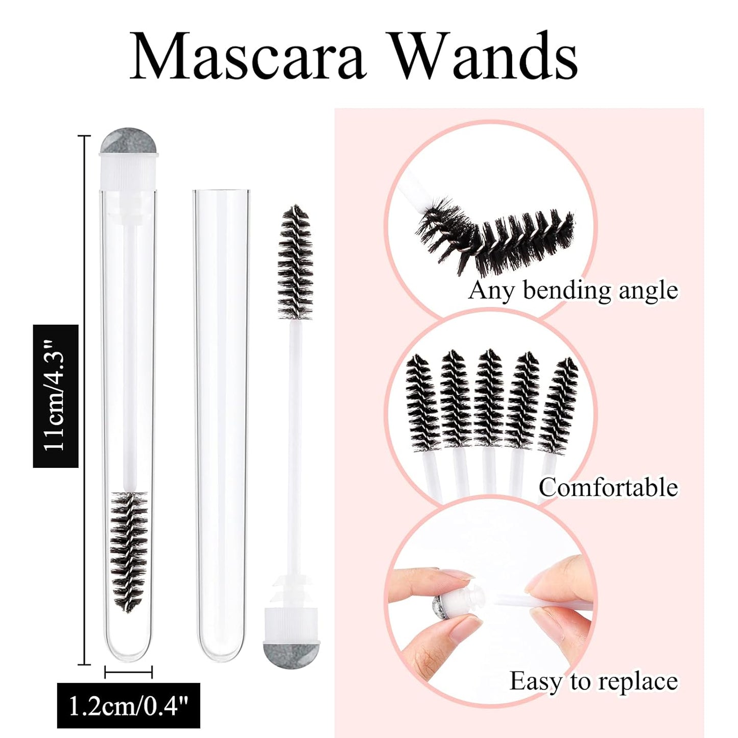 20 Pieces Disposable Mascara Brushes Eyelash Brush Lash Wand Diamond Mascara Wands with Tube Makeup Tool Lash Spoolies Sanitary Brushes Lash Extension Supplies (tube sky black 20)