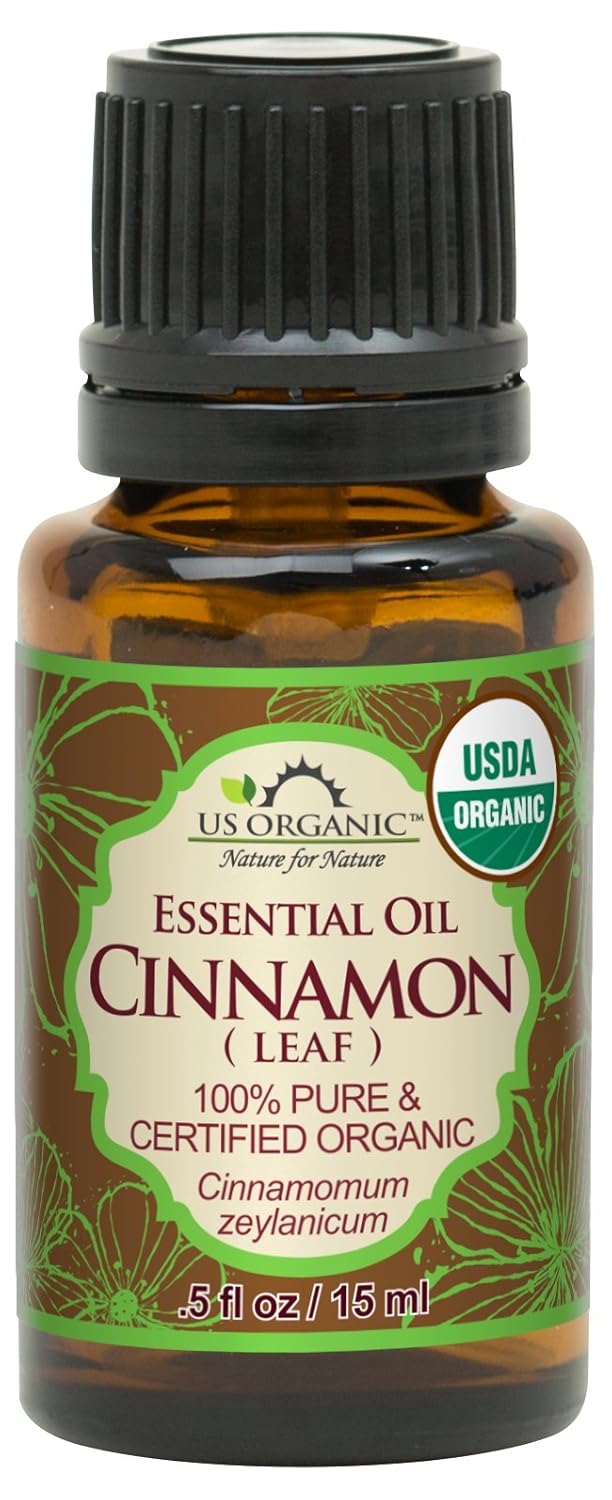 US Organic 100% Pure Cinnamon Leaf Essential Oil - USDA Certified Organic, Steam Distilled - W/Euro Dropper (More Size Variations Available) (15 ml / .5 fl oz)