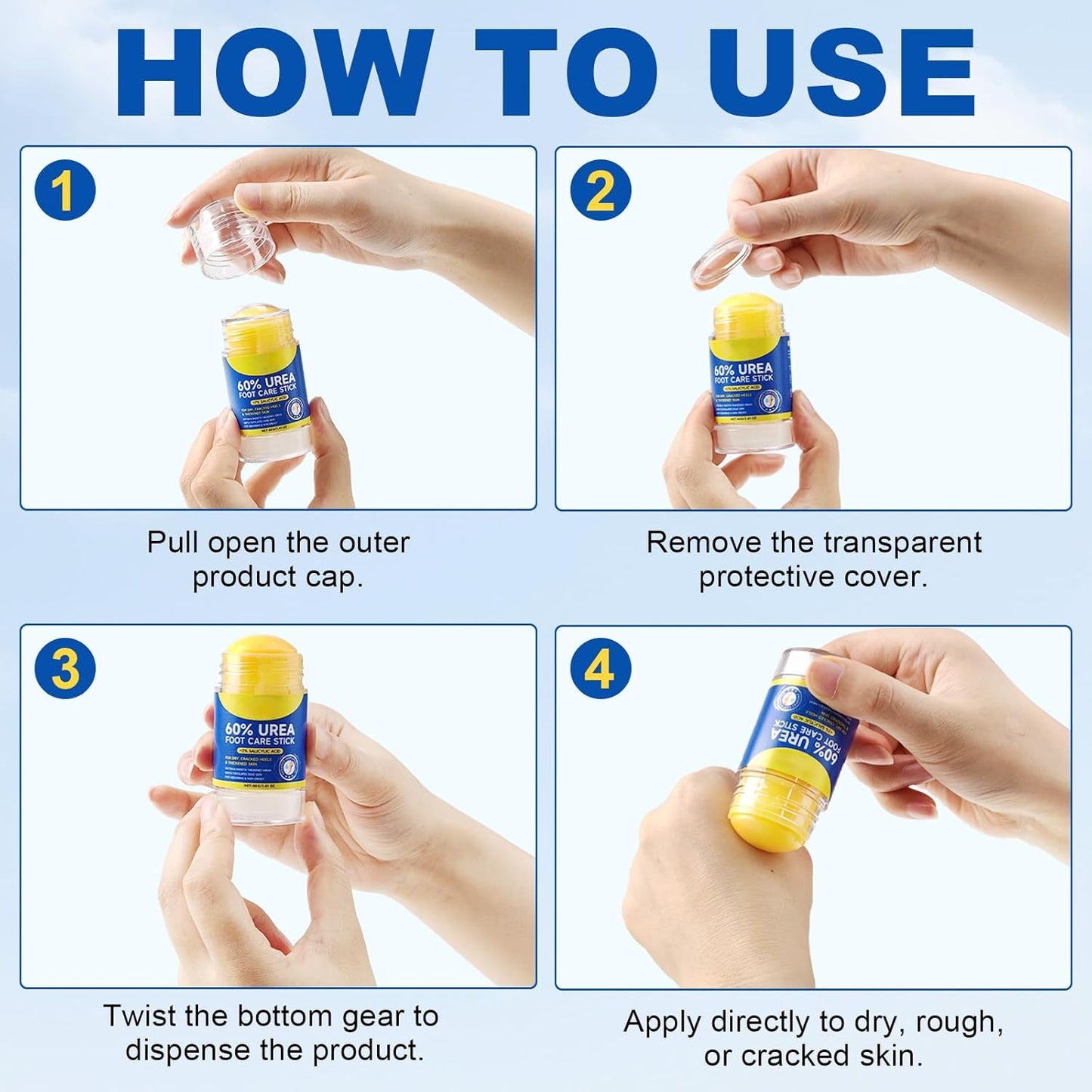 2Pack 60% Urea with 2% Salicylic Acid Urea Foot Care Stick, Foot Cream Moisturizer for Dry Cracked Feet, Knees, Elbows, Hands,Moisturizes and Hydrates the Dry Skin,Callus Remover & Skin Softener