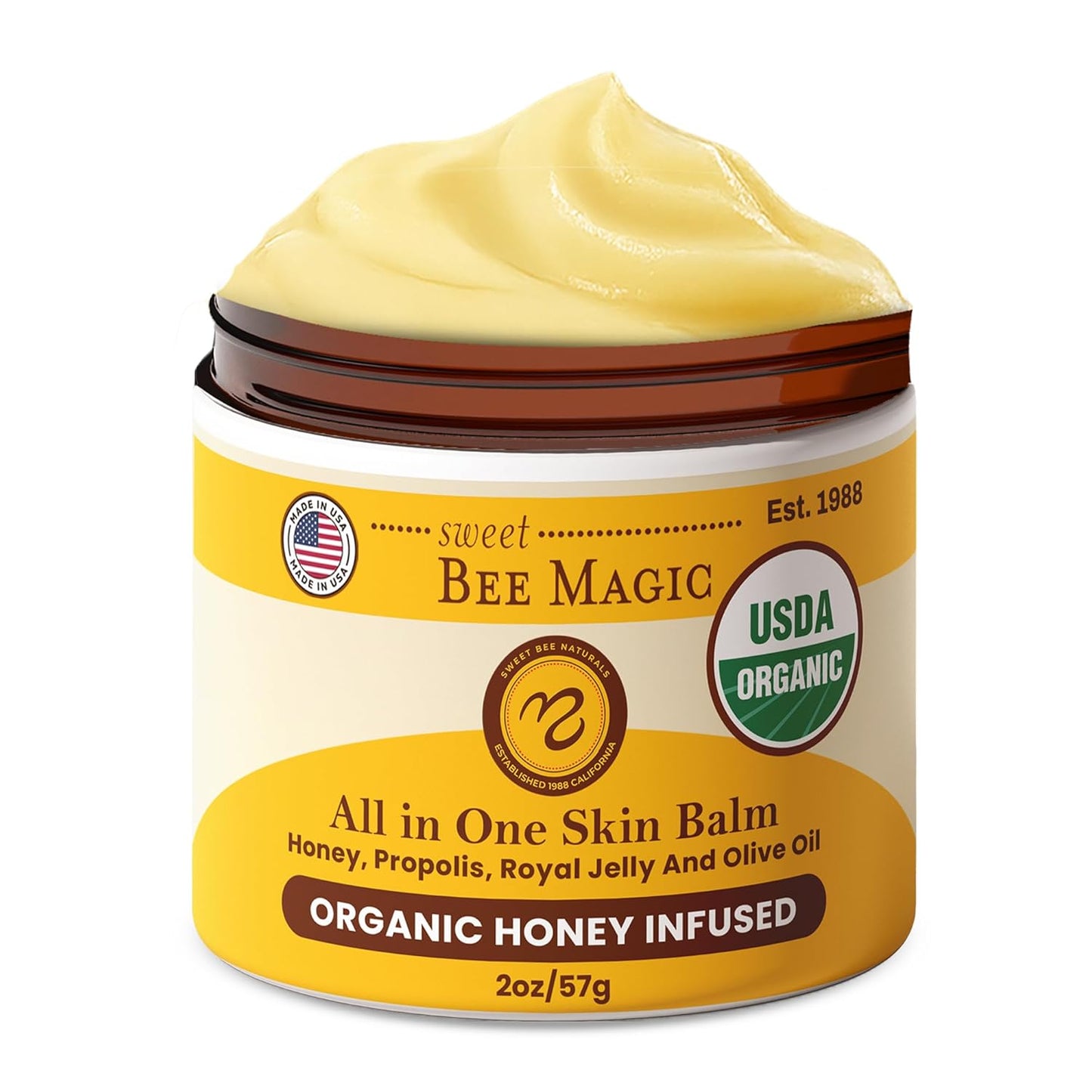 Sweet Bee Magic All In One Healing Organic Balm - Natural Skin Healing Cream, Beeswax Balm for Dry Skin, Face & Body Moisturizer - Certified Organic, All Natural Aid - (4oz Each, 24oz Total)