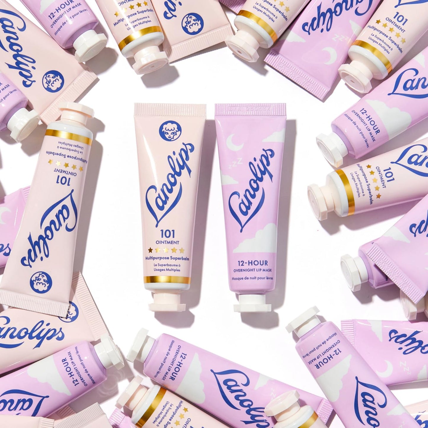 Lanolips 101 Lanolin Lip Balm & Overnight Lip Mask Duo - Heroes Kit for Complete Day to Night Care - Deeply Hydrating Moisturizer Set with Pure Lanolin Oil (2 Count)