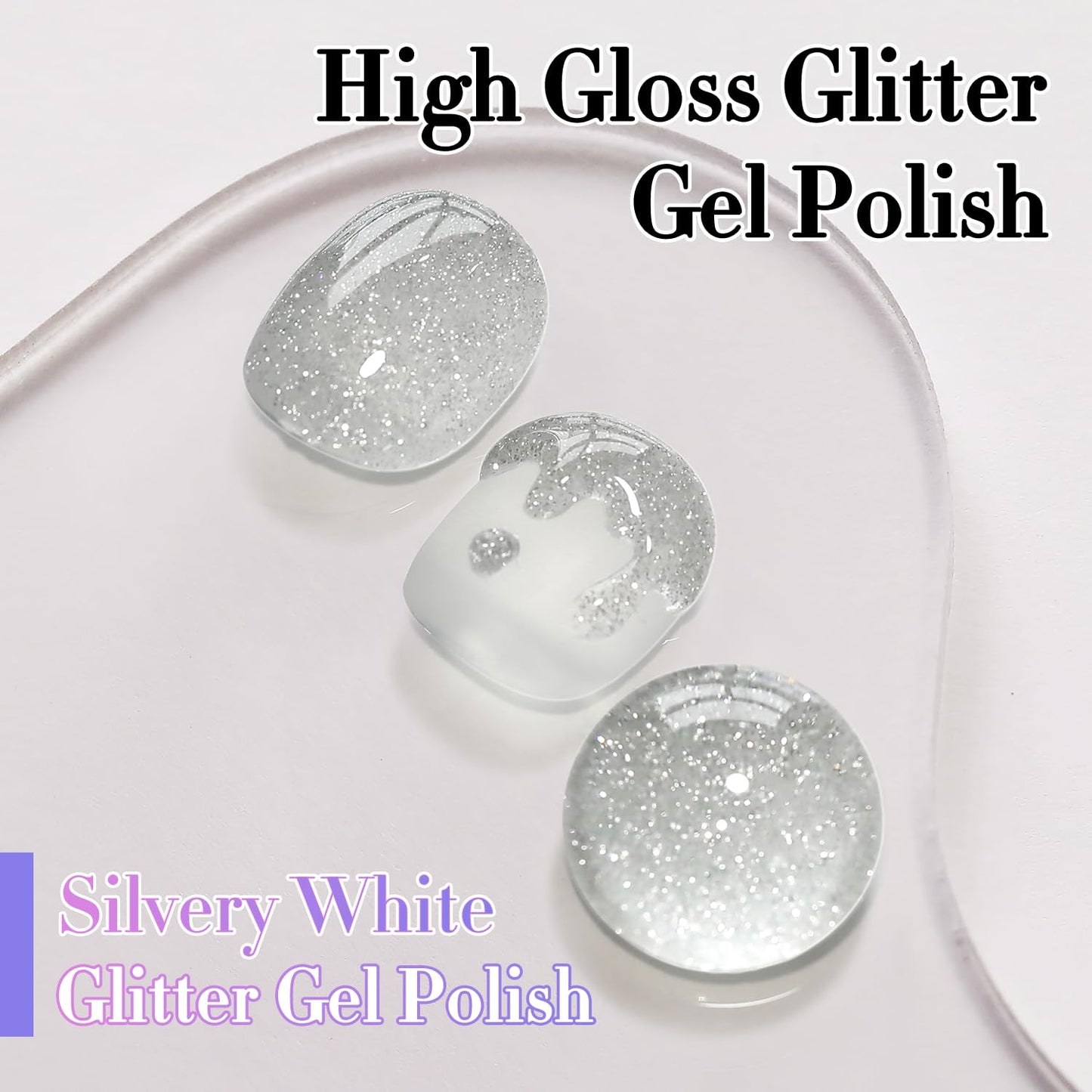 Double Rhythm 0.5Oz Glitter Gel Polish Shimmer Reflective Color for Nail Art Salon DIY Soak Off 15ml Nail Lamp Gel Polish at Home (Silver-B1170)