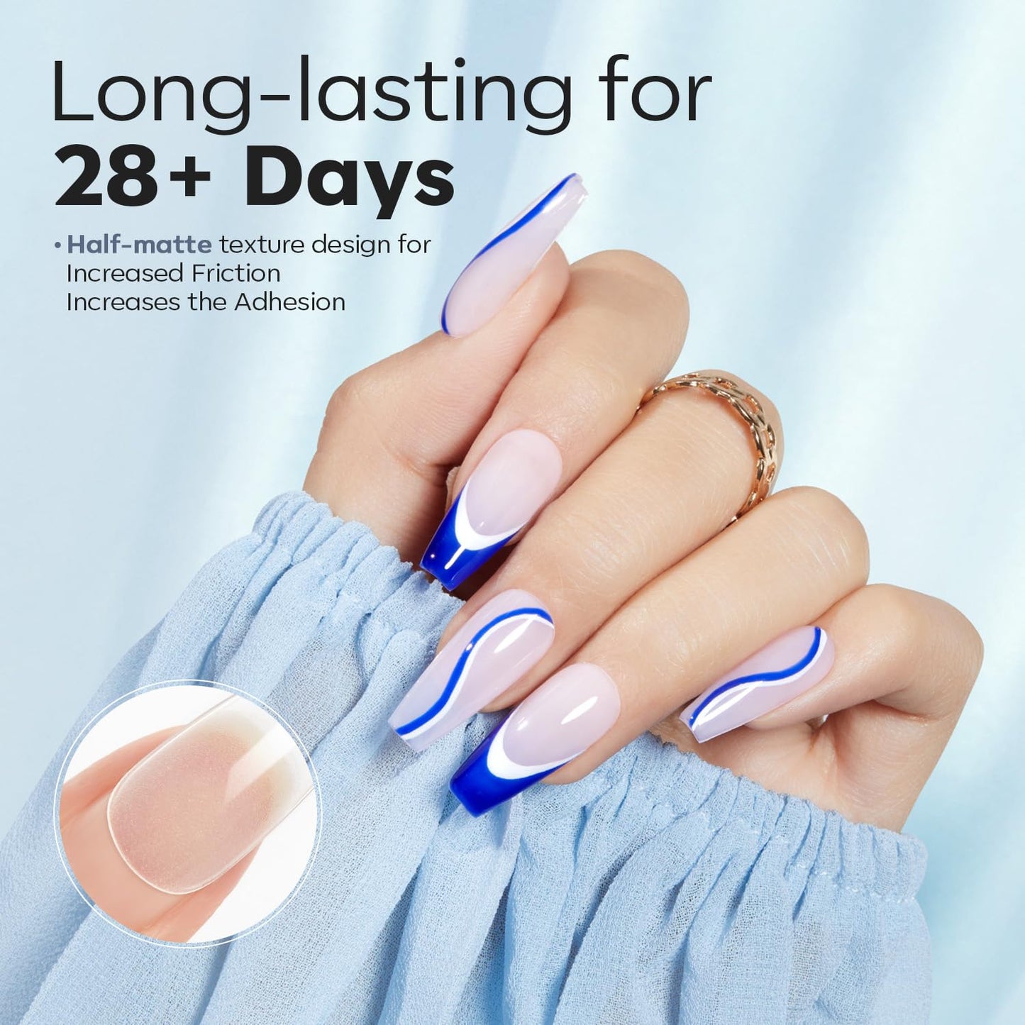 Modelones Medium Coffin Fake Nail Tips - 510Pcs Gel Tips Pre-shaped Half Matte Full Cover Clear Acrylic Gel Kit False Press on Nails for Extension DIY Salon 15Sizes