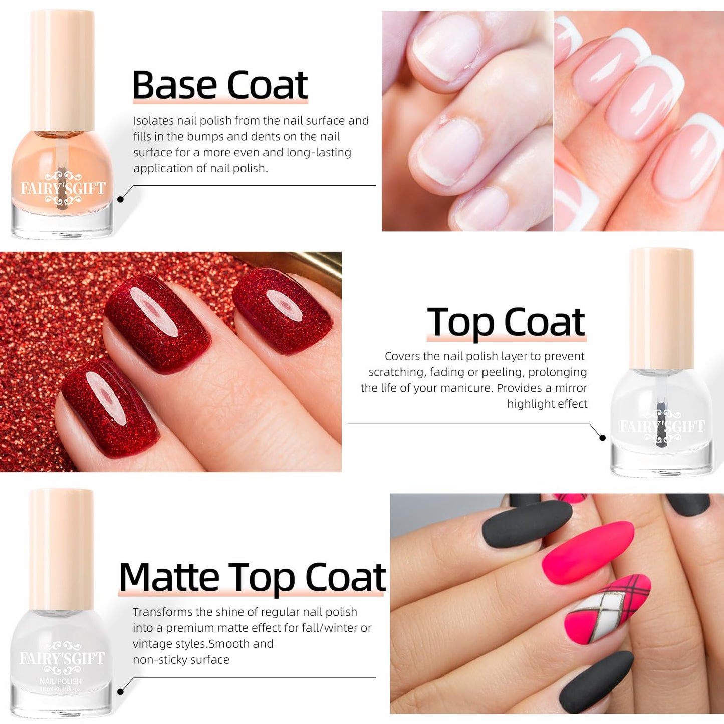 Major Dijit Nail Polish Quick Dry Nail Polish Nail Art Varnish (Base Shiny Matte Top Coat, 10 ML)