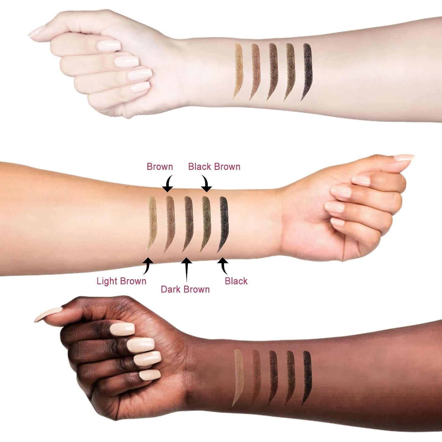 Microblading Eyebrow Pencil, Waterproof Eyebrow Pencils for Women Hair Like Natural Liquid Brow Contouring Pen, 2-in-1 Dual-Ended Long Lasting Brow Filler Pen with Precise Micro-Fork-Tip, Black Brown