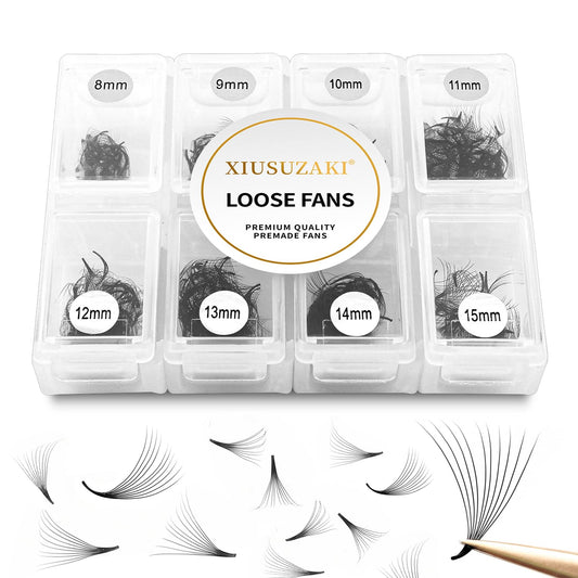 Premade Fans Eyelash Extensions 600 Fans 8D Premade Lash Fans Volume Lash Extensions 0.07 Thickness Eyelash Extension C Curl Mix 8-15mm Fluffy Soft Handmade Loose Fan(600Fans-8D-0.07-C,8-15mm)