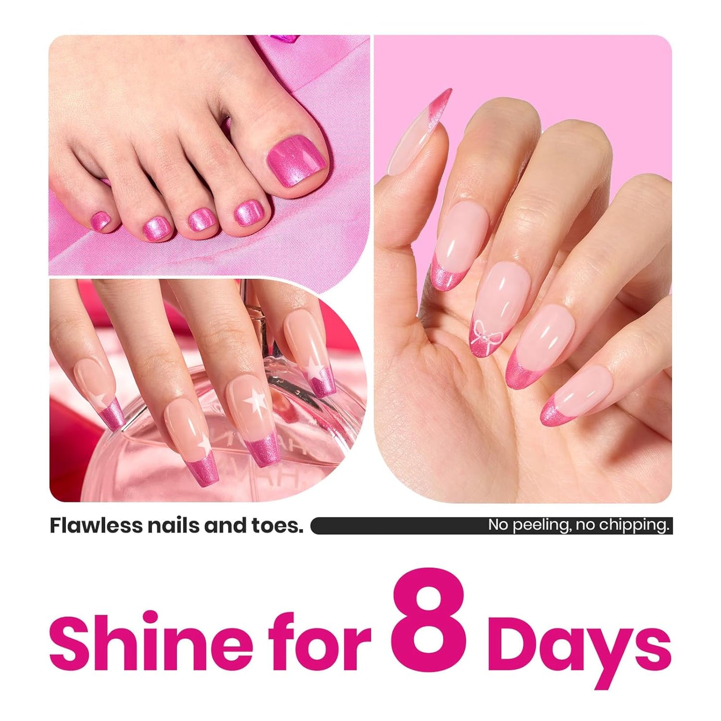 Beetles 1Pcs 15ml Hot Pink Nail Polish: Fast Drying & Long Lasting Nail Polish Romantic Reverie Nail Nail Lacquer Shimmer Art Effect for Grils Women Gifts