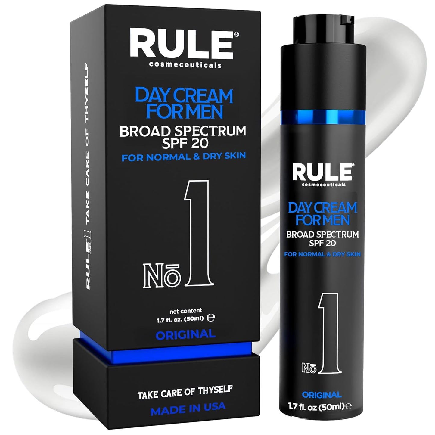 No.1 Day Cream for Men, 10-in-1 Anti-Aging Face Moisturizer to Reduce Wrinkles & Dryness, SPF 20, Collagen, Vitamins B, C & E - Normal & Dry Skin - Original, 50 mL