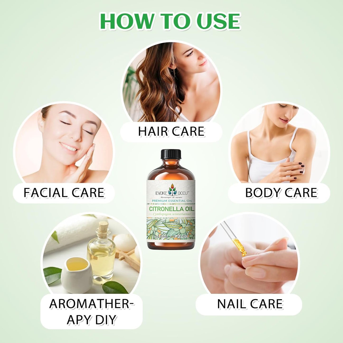 EVOKE OCCU Citronella Oil for Cleaning, Air Freshening, Add to Spray and Diffuser - 4 Fl Oz