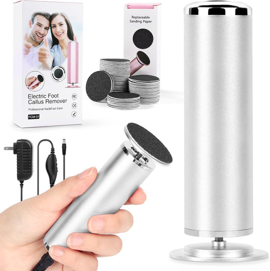 Foot File Callus Remover for Feet: Profesional Pedicure Tool for Summer - Adjustable Speed Electric Foot File Grinder for Skin and Calluses - with 60 Pcs Replacement Sandpaper Disk for Home SPA Salon