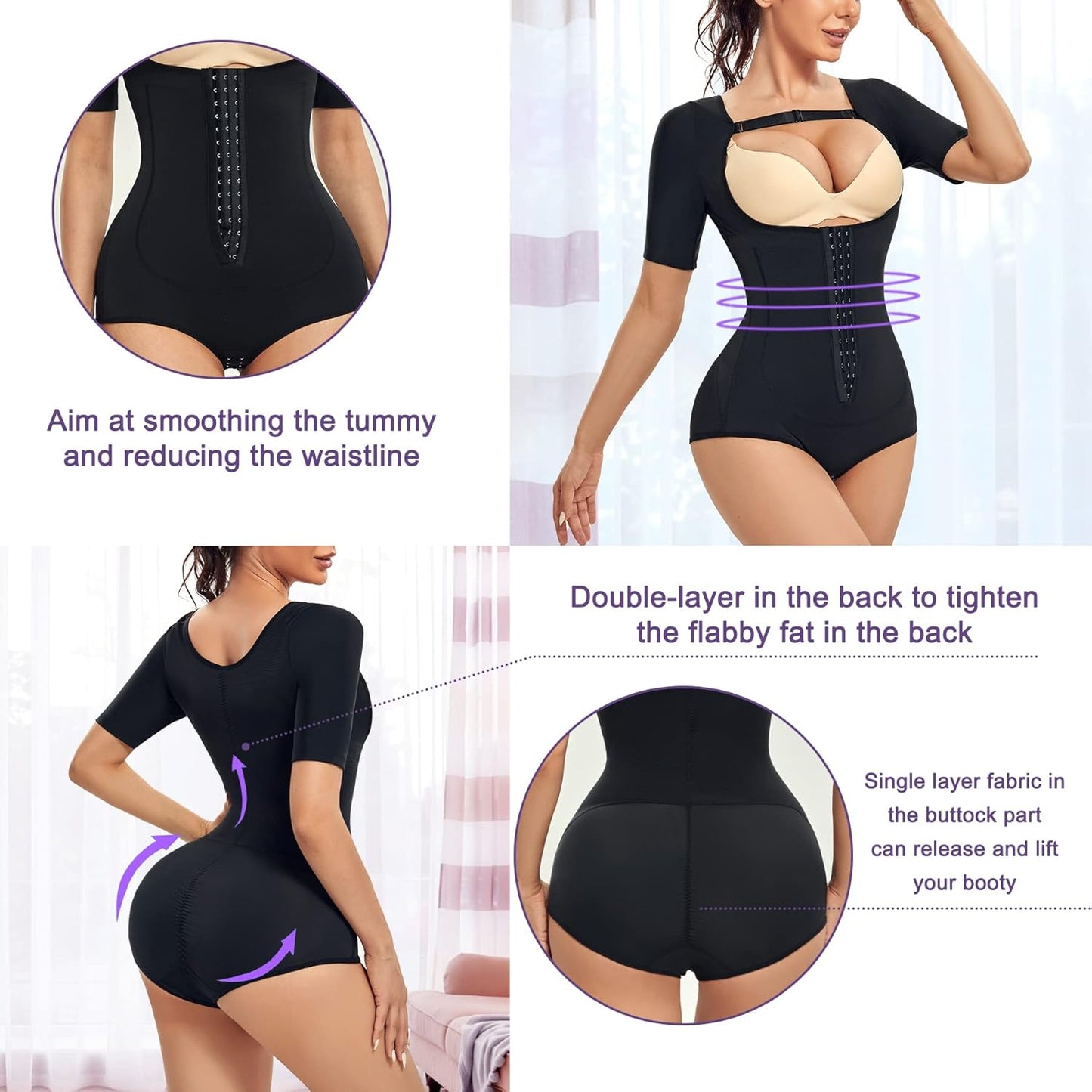 MERYOSZ Waist Trainer for Women Tummy Control Thong Bodysuit Arm Shaper Corset Fajas Shapewear Open Bust Slimming Girdles