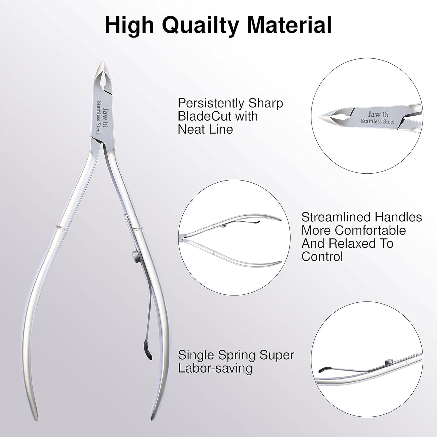 UM Supplies Cuticle Trimmer | Hangnail Remover | Extremely Sharp | Professional Cuticle Nippers | Stainless Steel | Cuticle clippers | Pedicure Manicure Tool I Jaw 16 (6mm)