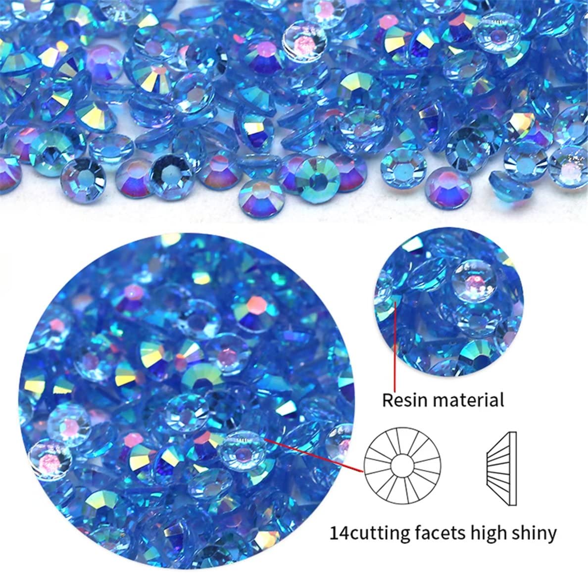 4500 Pcs SS6 2mm AB Flatback Rhinestones for Nails Art Crafts Transparent Glitter Round Gems Crystals DIY Clothes Shoes(Clear Dark Green AB)