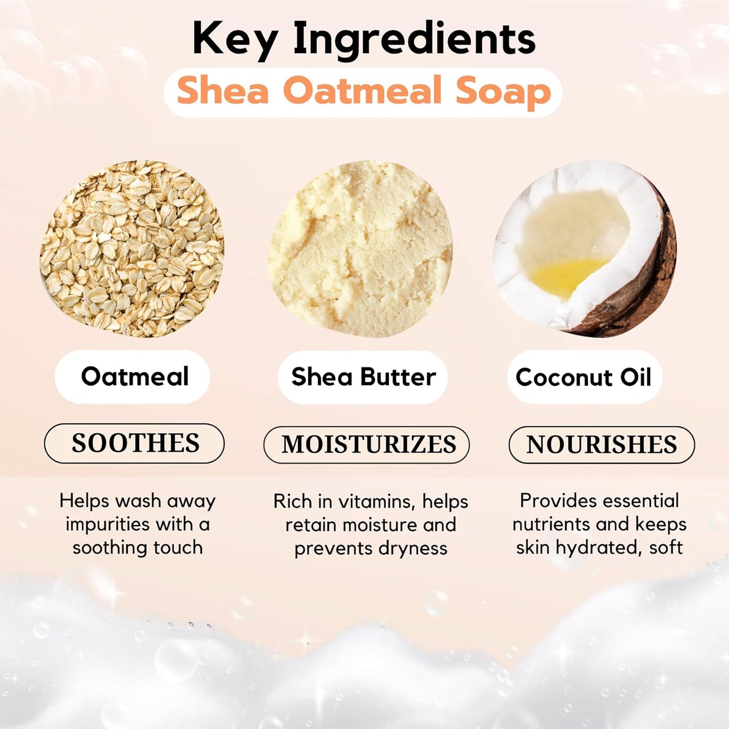 ECO ROOTS 3 Pack Natural Oatmeal Soap Bar – Face & Body Cleansing Bar with Shea Butter & Coconut Oil – Gentle Daily Moisturizing Bars of Soap