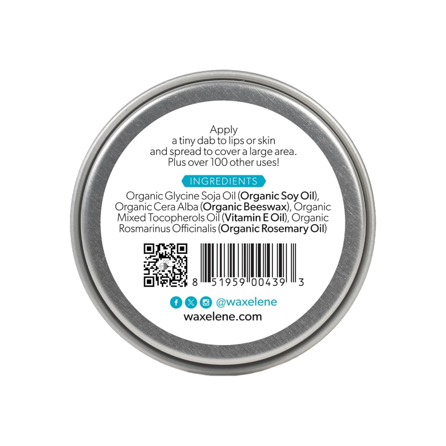 Waxelene Original Aerated Lip Balm Tin, Best Lip Balm Ever Organic Calming Multipurpose Ointment Baby Eczema Dry Sensitive Skin Body Face Moisturizer