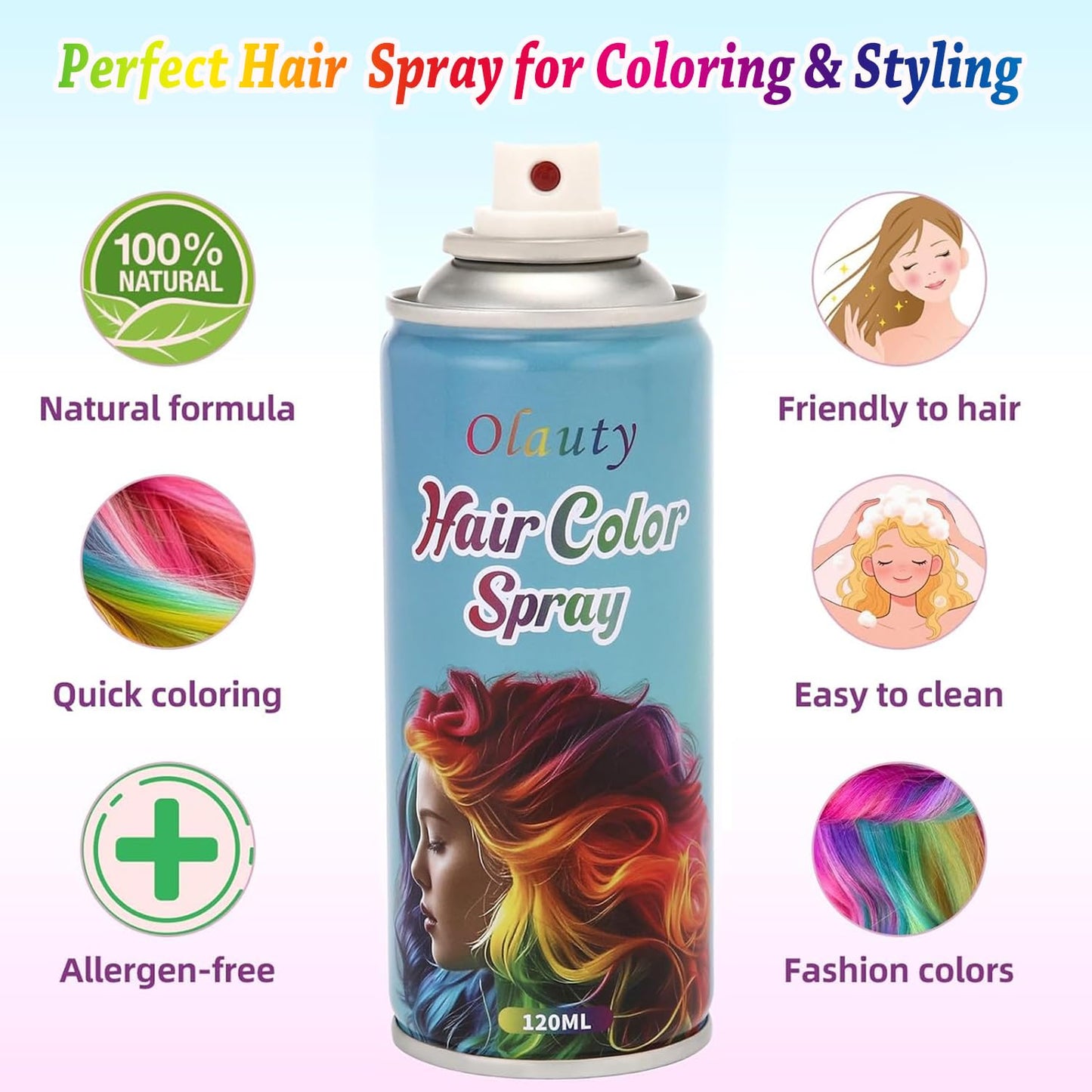 Gray Hair Spray, Temporary Hair Color Spray For Kids Women Men,Washable One-Time Use Hair Dye Wax, Non-Sticky Hair Coloring Pomades for Cosplay Party, Halloween DIY Crazy Hair Day (Gray)