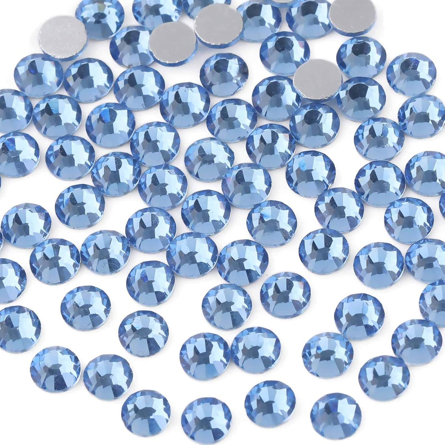 beadsland Flat Back Crystal Rhinestones Round Gems for Nail Art and Craft Glue Fix,Light Blue (1.3-1.4mm) SS3/1440pcs