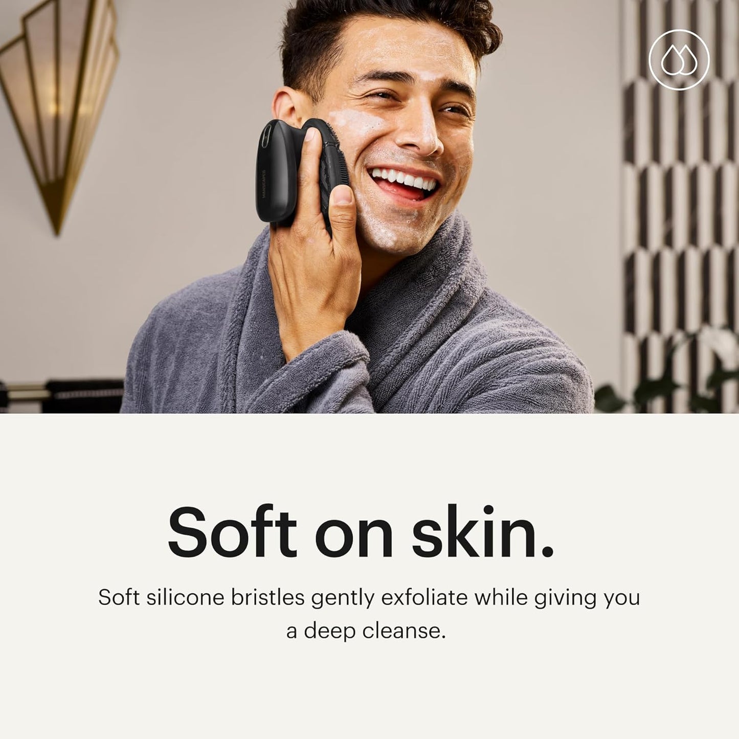 MANSCAPED® The Face Buffer PRO - Men's Electric Silicone Face Scrubber for Nourishing, Deep Cleaning & Exfoliating Your Skin, 3 Facial Cleansing Modes & 2 Sonic Vibration Speeds, Travel Lock