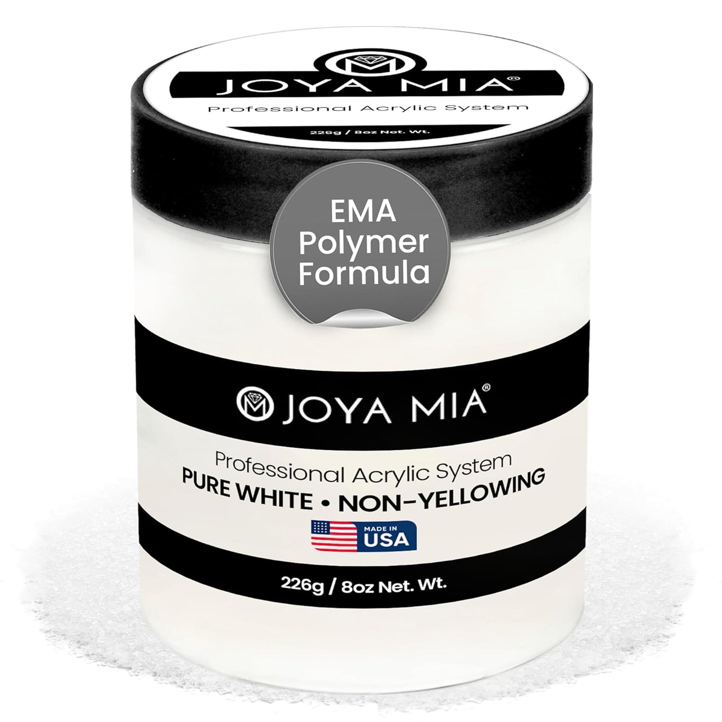 Joya Mia Acrylic Powder for Nails, MMA-Free, Super Adhesion Professional Powder for Flawless & Long-Lasting Nail Enhancements, Easy Application, Vibrant & Stunning Colors - Pure White, 8 oz