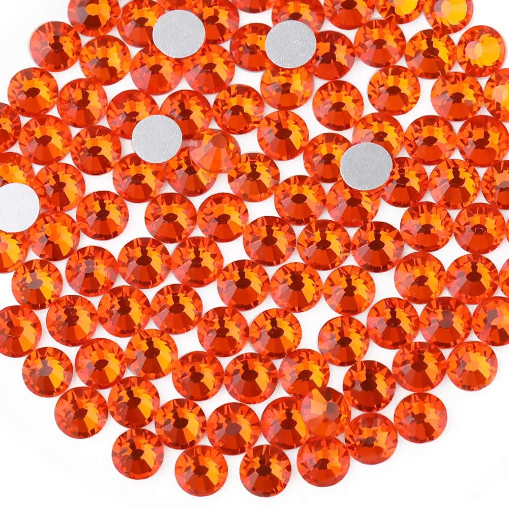 beadsland Flat Back Crystal Rhinestones Round Gems, Orange (4.6-4.8mm) SS20/1440pcs