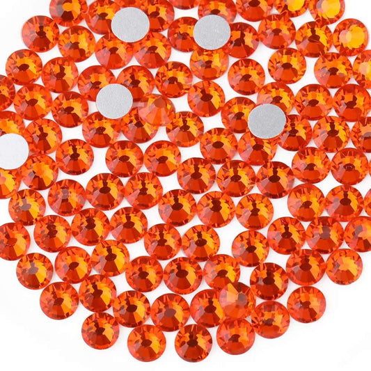 beadsland Flat Back Crystal Rhinestones Round Gems for Nail Art and Craft Glue Fix, Orange (2.9-3.0mm) SS12/1440pcs