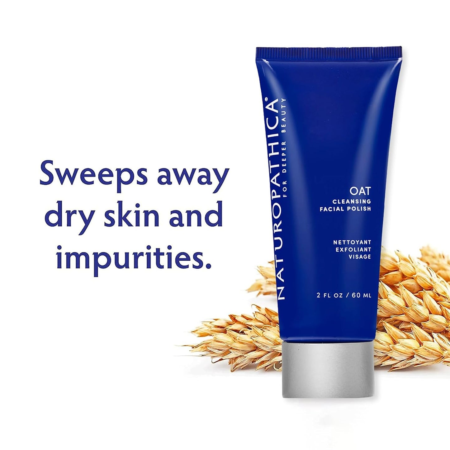 Naturopathica Oat Cleansing Facial Polish, Multi-Use Facial Cleanser, Face Scrub and Mask, Exfoliating Face Wash for Men & Women, Travel Size, 2 fl oz