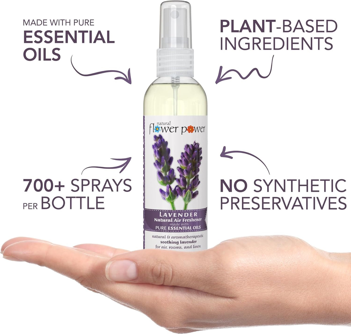 Air Freshener Spray - Odor Eliminator with Essential Oils for the Home, Car & Fabric - Cruelty Free & Vegan - 3 Pack - Lavender - 3 x 4 oz