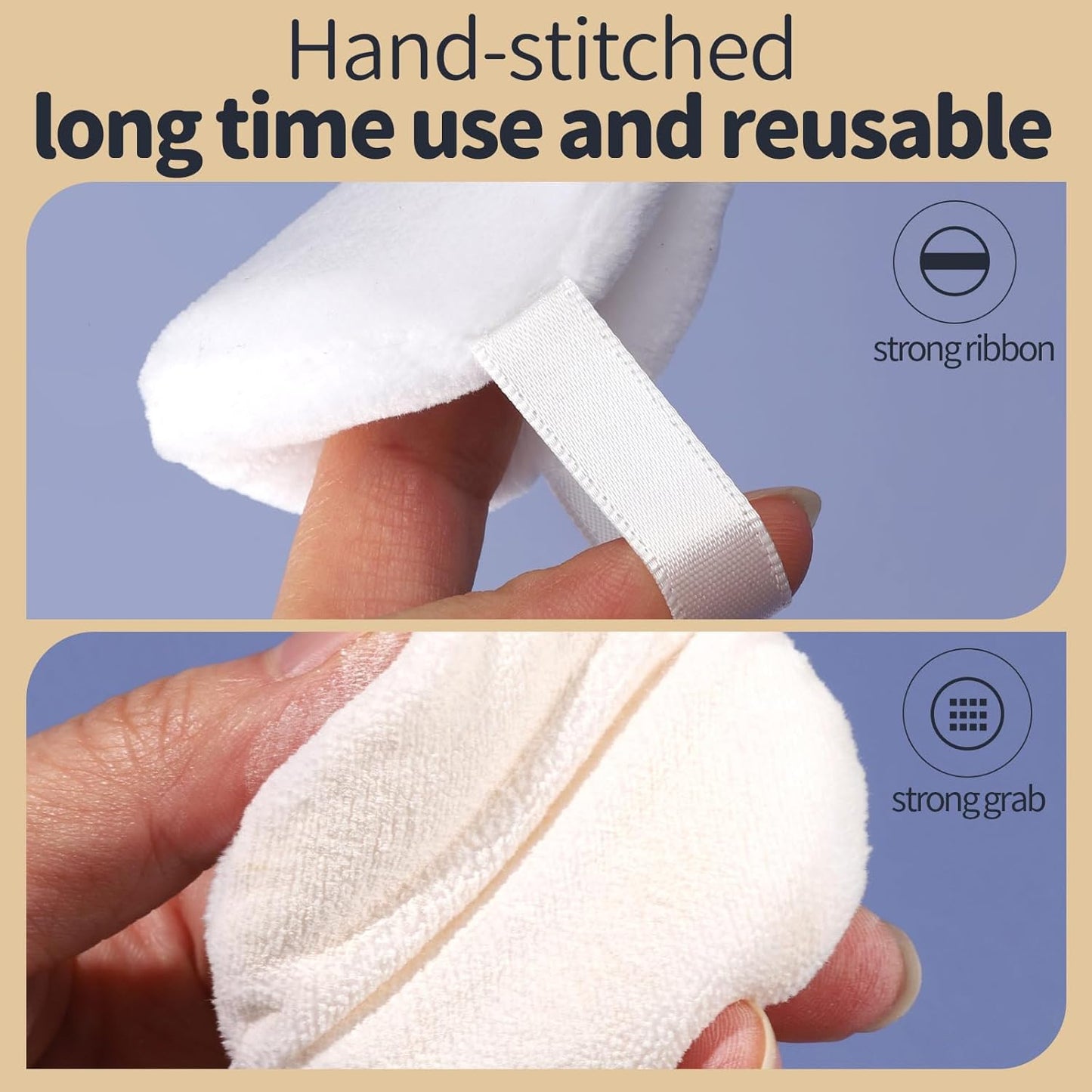 Teenitor 3pcs Setting Powder Puff 2.36 Inch, Soft Applicator for Loose and Pressed Powder, Face Makeup Puff With Cases