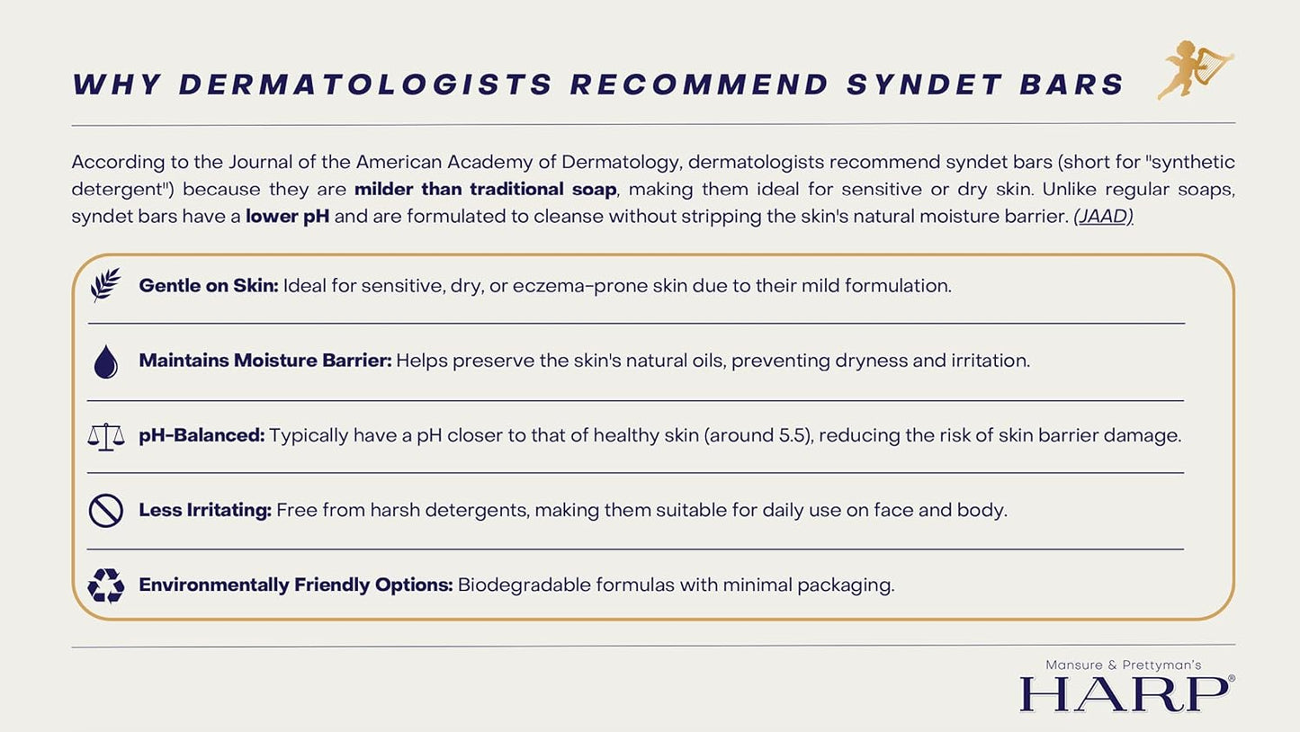 HARP pH-Balanced (5.0-6.0) Exfoliating Body Wash Bar - FRAGRANCE FREE. Bamboo Powder Exfoliation -the perfect consistency. Soap/Lye/Preservative/Dye/Masking agent-Free. Non-comedogenic. 5oz