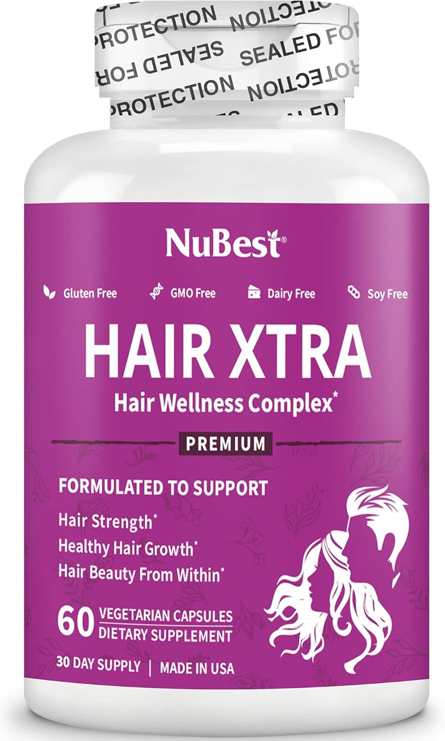 HairXtra - Hair Growth Vitamin for Faster Hair Growth - 60 Vegan Capsules - Natural Hair Thickening with Biotin, Zinc, MSM, B Vitamins, Choline - Hair Supplement, Hair Regrowth | 1 Month Supply