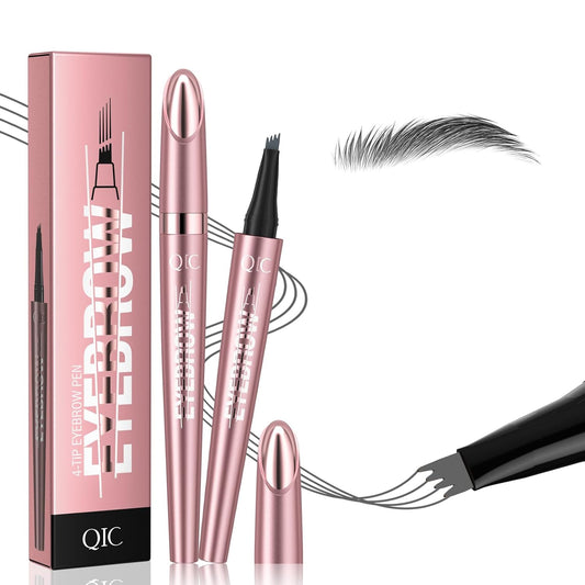 Eyebrow Pencils for Women - Microblading Eyebrow Pencil with Precise 4-Fork-Tip Waterproof Eyebrow Pen Smudge-Proof Eye Brow Pencils Create Natural Hair-Like Brows, Last All-Day, Gray