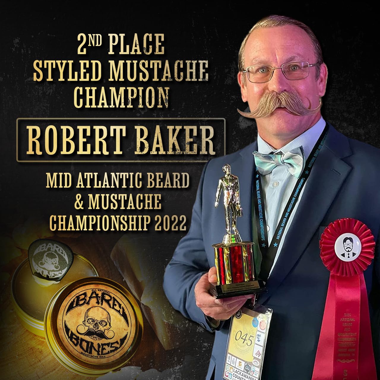 Mustache Wax Medium Hold Grooming For Men - 1oz Bare Bones Moustache & Beard Wax Tin - Perfect For Handlebar Mustaches By Death Grip - No Heat Source Required