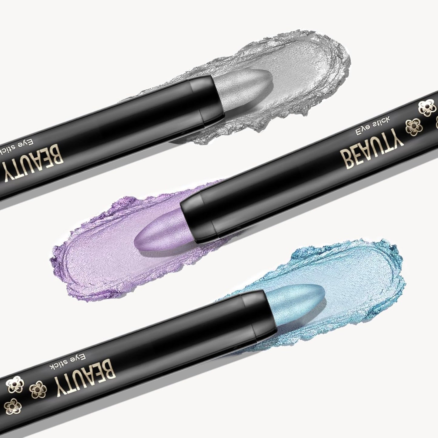 Boobeen 3PCS Cream Eyeshadow Pencil Crayon Waterproof Brightener Stick Shimmer Pen Create Glitter Eye Makeup, Easy to Use