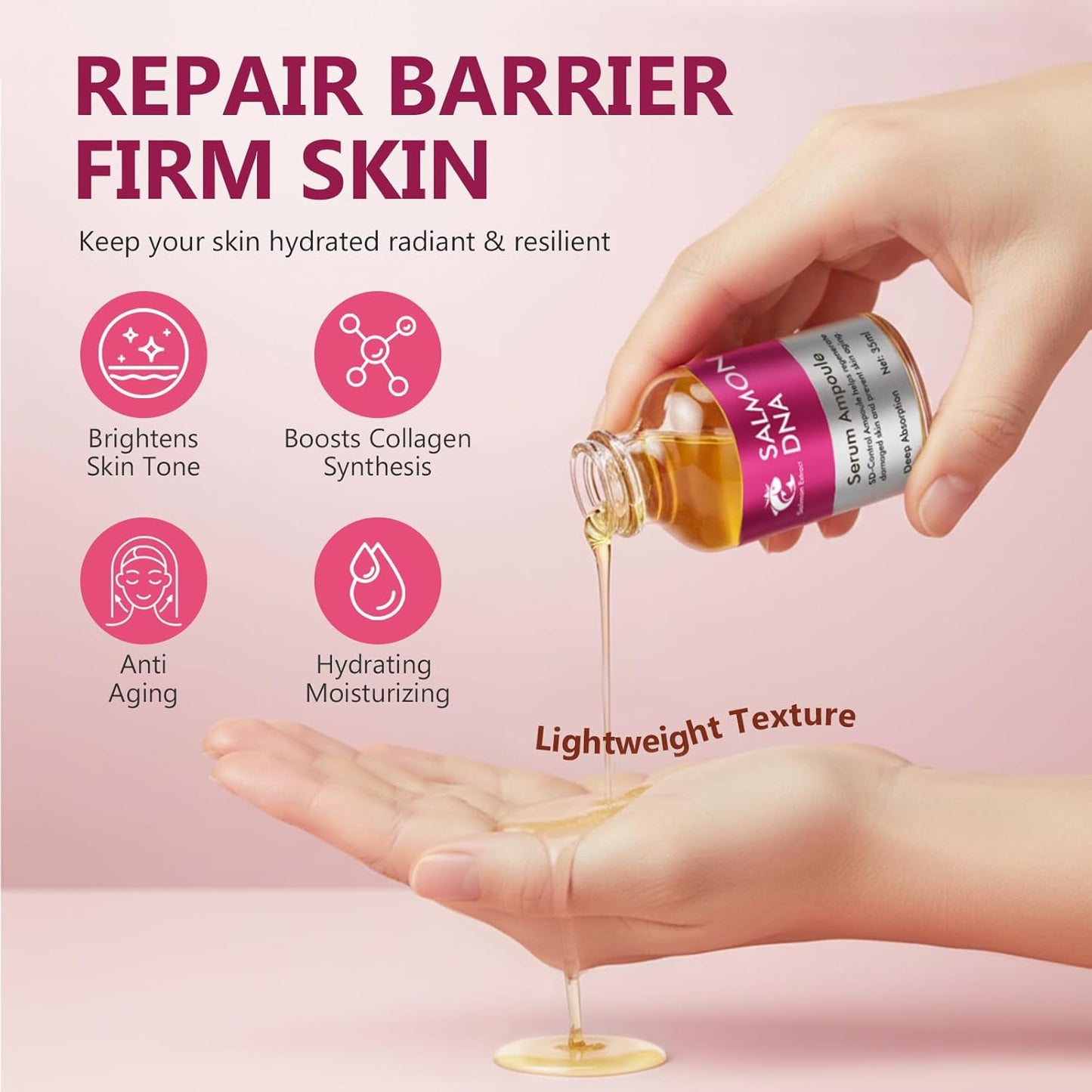 Salmon DNA Ampoule, Microneedling Serum, Anti-Wrinkle & Scar Removal for Face and Body, Salmon DNA Serum Ampoule Anti-wrinkle and Enhance Barrier Function