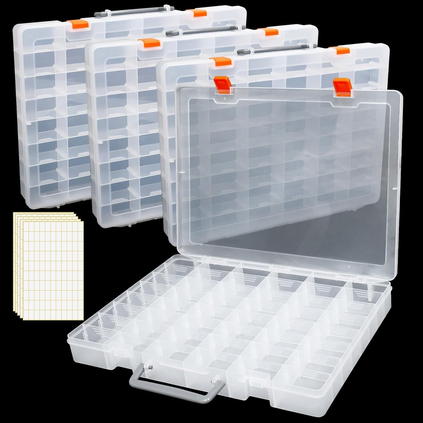 4 Pcs 48 Grids Plastic Toy Storage Case with Dividers for Mini Collectible Toys, Transparent Compartment Organizer Box for Jewelry, Craft, Beads (Box Only)