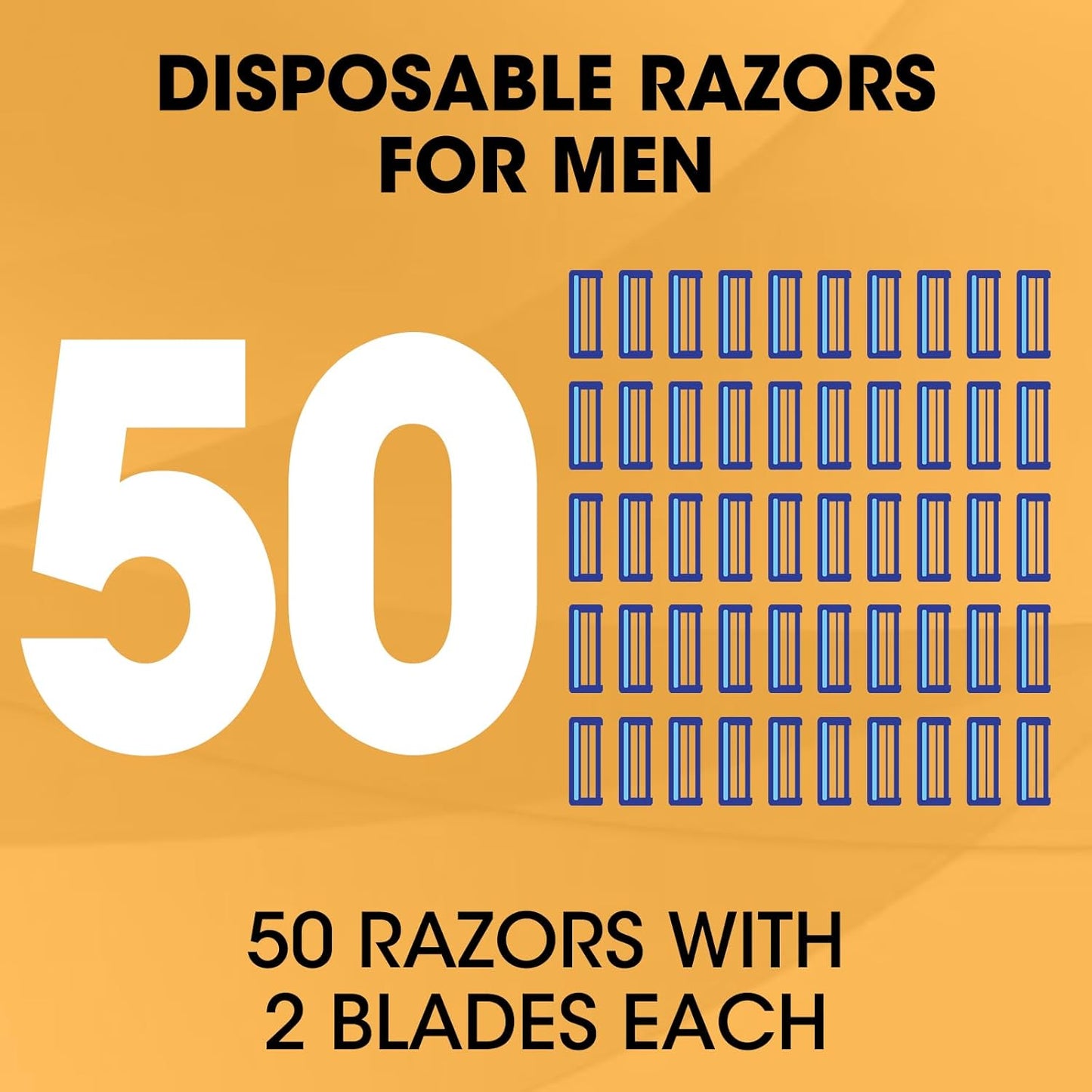 CXYARY 50 Pcs Disposable Razors With Lubricating Strip, 2 Blade Razors with Clear Safety Cap, Disposable Razors Bulk for Men Women, Multipurpose Portable Shave Razor for Bathing Hotel Travel, Blue