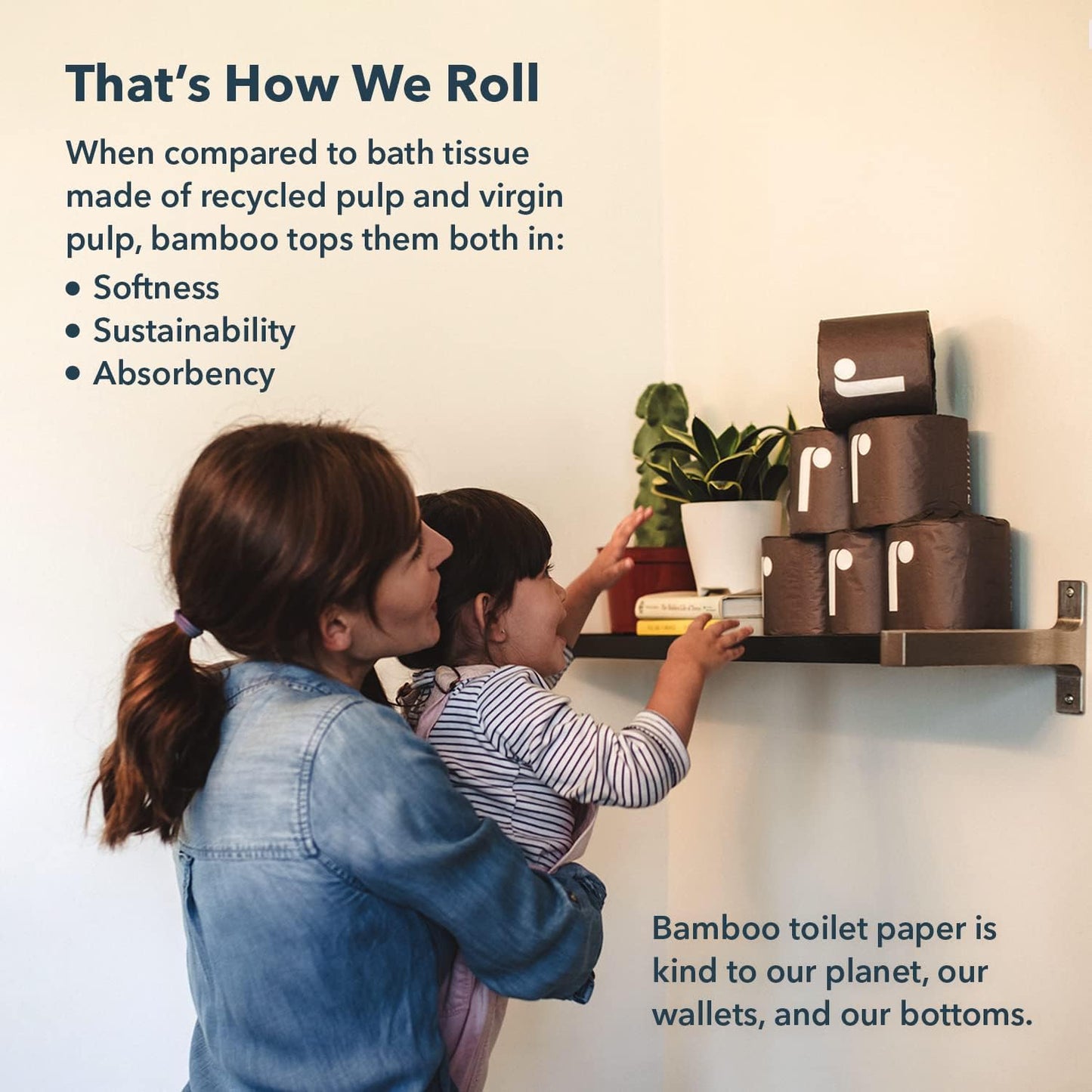 Reel Premium Toilet Paper - 12 Rolls of Toilet Paper - 3-Ply Made from Tree-Free - Zero Plastic Packaging, Septic Safe