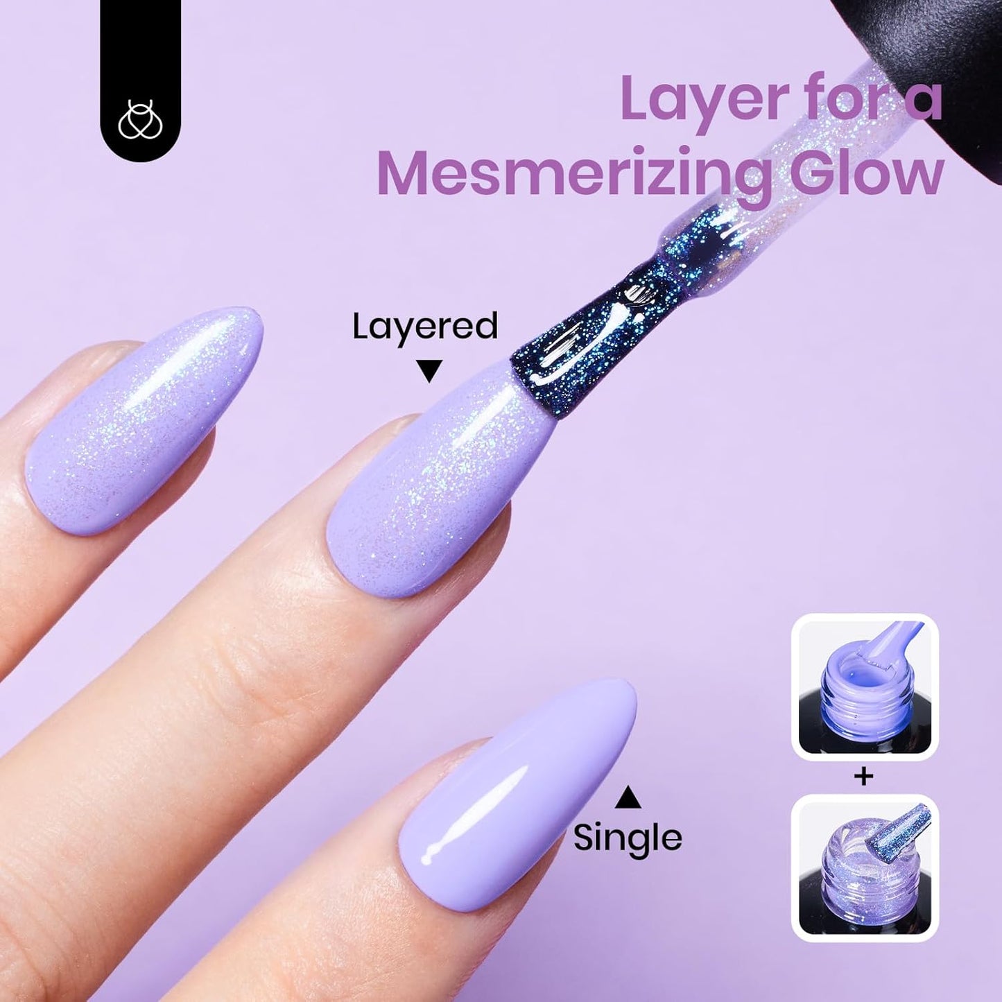 Beetles Glitter Gel Nail Polish, 15ML Purple Jelly Gel Polish Shimmer Neutral Nail Polish Sheer Translucent Effect Nail Concealer Soak Off UV Luminous Mirage Series Manicure Gift for Women