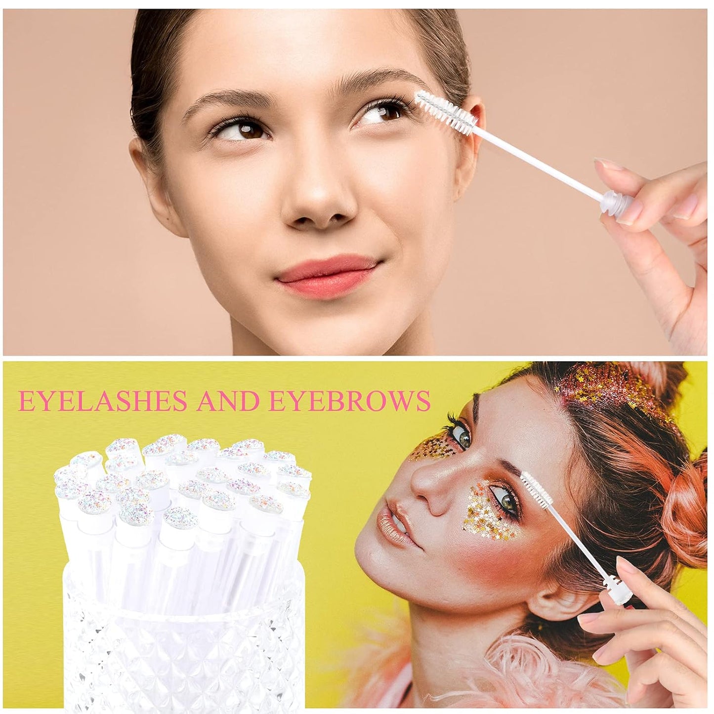 20pcs Eyelash brush Lash Wand Makeup tool Eyelash Extension supplies Cleaning brush Diamond Mascara star white