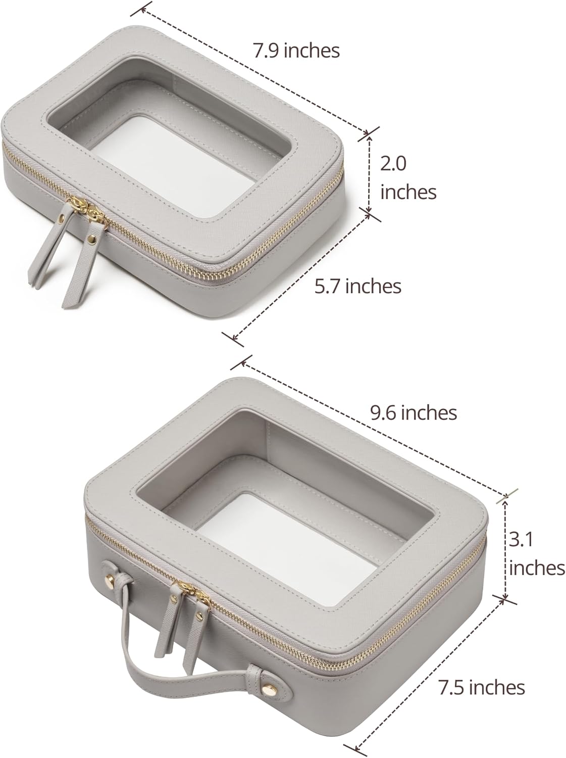 Popvibe Clear Makeup Bag Travel Cosmetic Case Transparent Toiletry Bag with Zipper, Portable Make Up Organizer Traveling Compact Car Bag for Essentials