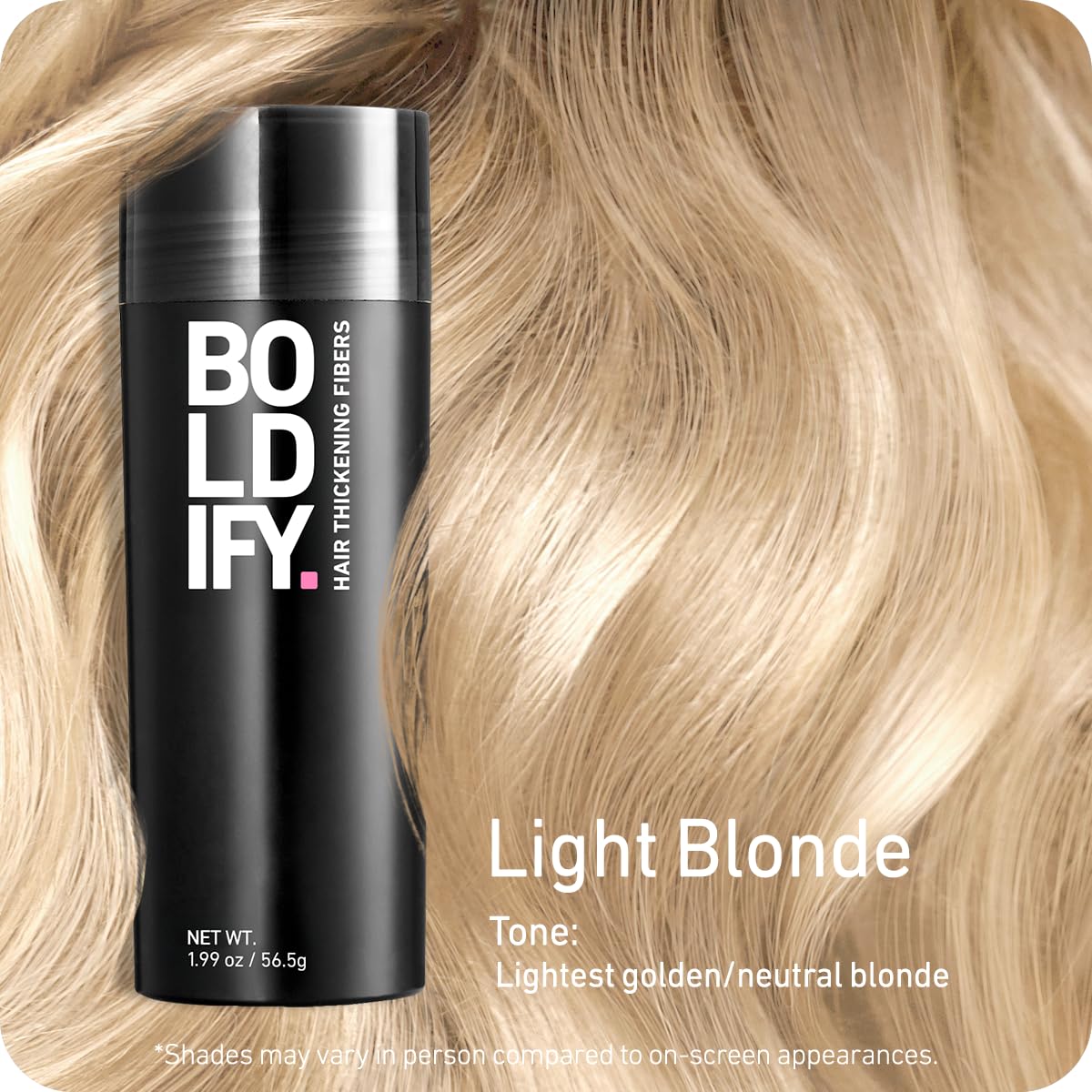 BOLDIFY Hair Fibers (56.5g) - Fill In Thinning and Fine Hair for an Instantly Fuller, Thicker Look - 14 Shades for Women & Men - Light Blonde