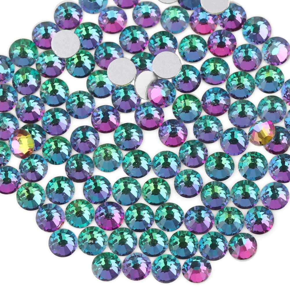 beadsland Flat Back Crystal Rhinestones Round Gems, Green Volcano (2.7-2.8mm) SS10/1440pcs