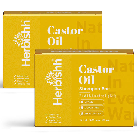 Herbishh Castor Oil Shampoo Bar – Nourishing Solid Shampoo Bar for Hair Growth & Thinning Hair – Castor Oil Shampoo Soap for Moisturized Scalp – Natural Soap 3.53 oz Pack of 2