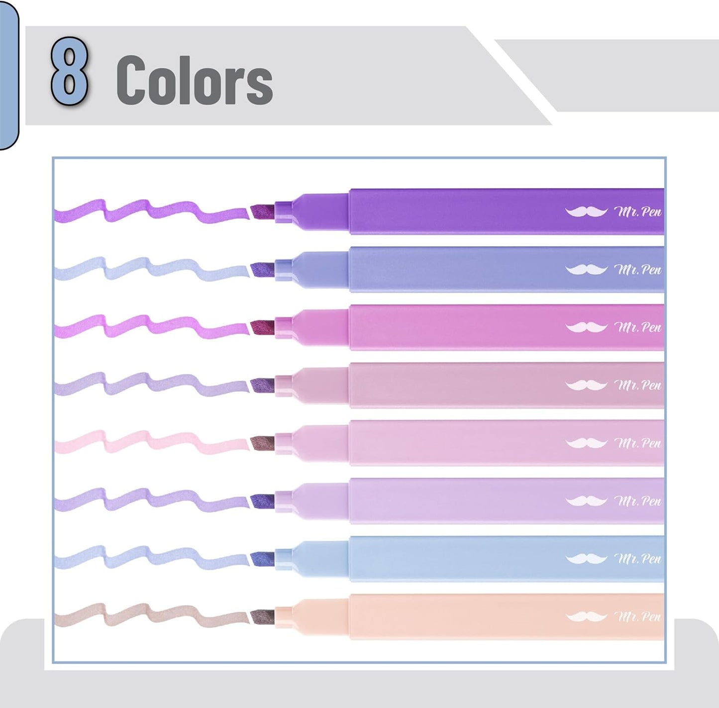 Mr. Pen- Aesthetic Highlighters, 8 Pack, Chisel Tip, Shades of Purple, Cute Highlighters Assorted Colors, Highlighter Set